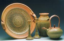 Serving Tray, Candle Sticks, Tea Pot, Vase