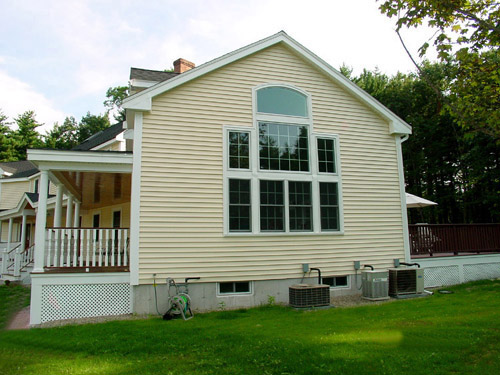 View of new exterior of Chovanes residence in Billerica, MA