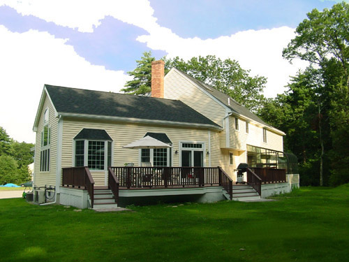 View of new exterior of Chovanes residence in Billerica, MA