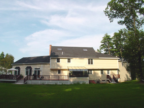 View of new exterior of Chovanes residence in Billerica, MA