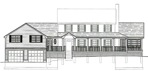 New front elevation  of Cullen residence in Tewksbury, MA