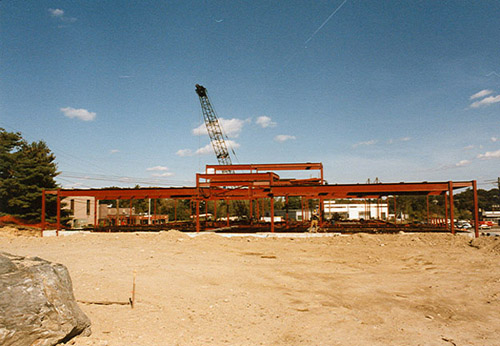 Wide angle view of construction at 54 Middlsex Turnpike, Burlington, MA