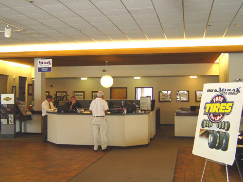 Interior showroom of Mirak Chevrolet after construction