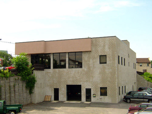 View of Mirak Hyundai showing retaining wall