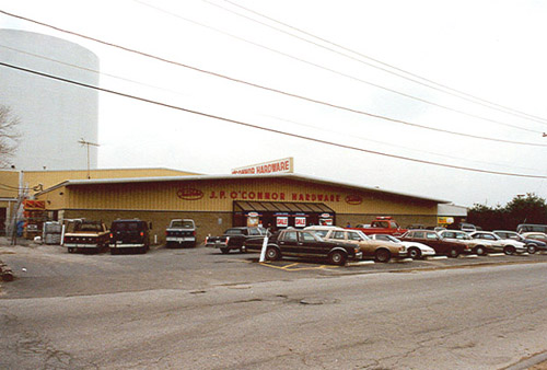 Side view of O'Connor Hardware in Billerica, MA before construction