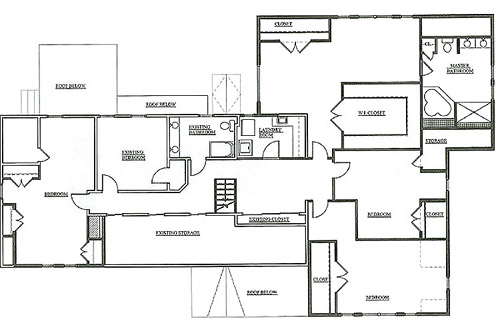 Second floor plan of Simoneau residence in Bedford, MA